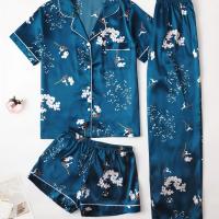 ราคา TEMU ชุดนอนสไตล์พิมพ์ดอกไม้สีสดงดงาม ชุดนอนสั้นแขน มีปุ่มและคอเสื้อ พร้อมกับกางเกงขาสั้นและกางเกงขายาว ทรงสบายผ่อนคลาย (17592435616603)