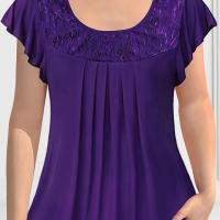 ราคา TEMU Elegant Direction - เสื้อผ้าลูกไม้สีพื้นสำหรับผู้หญิง (17592332885405)