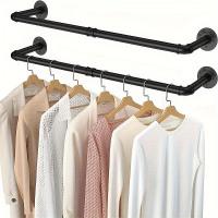 ราคา TEMU ราวแขวนเสื้อผ้าแบบติดผนังสำหรับงานหนัก เหมาะสำหรับใช้ในอุตสาหกรรม, ราวตากผ้าในห้องซักรีด, และชุดชั้นวางของติดผนังสำหรับร้านขายเสื้อผ้า จำนวน 2 ชิ้น (17592357929564)