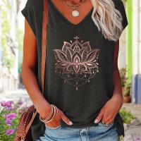 ราคา TEMU เสื้อพิมพ์ลายดอกบัว แขนกุด เสื้อลำลองสำหรับฤดูร้อนและฤดูใบไม้ผลิ เสื้อผ้าผู้หญิง (17592395984039)