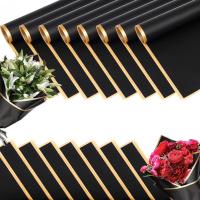 ราคา TEMU กระดาษห่อดอกไม้ 40 แผ่น กันน้ำ กระดาษห่อช่อดอกไม้ สีพื้นดำขอบทอง อุปกรณ์ช่างดอกไม้ กระดาษห่อของขวัญสำหรับวันวาเลนไทน์และงานแต่งงาน (17592368040297)