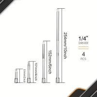 ราคา TEMU ชุดลูกบล็อกไขควง 1/4 นิ้ว พร้อมด้ามต่อ - ประกอบด้วยด้ามต่อขนาด 2 นิ้ว, 4 นิ้ว, 6 นิ้ว และ 10 นิ้ว - ทำจากโครเมียมวานาเดียมเงาเกรดพรีเมียม (17592376494648)