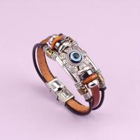 ราคา TEMU 1 ชิ้น สร้อยข้อมือหนังแท้สไตล์วินเทจ ลายชนเผ่า พร้อมหัวเข็มขัดสแตนเลสประดับลูกปัด (17592252024243)