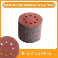 ราคา TEMU กระดาษทราย 5 นิ้ว 8 รู 30 ชิ้น, ใช้ได้กับกระดาษทรายขัดไม้, เบอร์ 40/60/80/120/180/220/240/320/400/600/800/1000, เหมาะสำหรับเครื่องขัดกระดาษทรายแบบ Random Orbital (17592362564114)