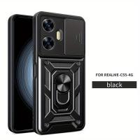 ราคา TEMU เคสโทรศัพท์พลาสติกกันกระแทกแบบ Heavy-Duty พร้อมขาตั้งโลหะหมุนได้ 360° สำหรับ Realme C67 C55 C51 C53 (17592408551114)