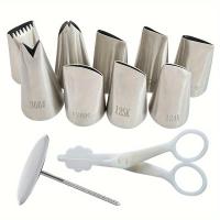 ราคา TEMU 7ชิ้น/9ชิ้น/11ชิ้น ปลายท่อเค้กดอกไม้บัตเตอร์ครีม, ปลายท่อสแตนเลสสำหรับทำฟรอสติ้ง, เครื่องมือตกแต่งเค้ก (17592399514289)