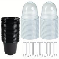 ราคา TEMU 10/15/20/30ชิ้น, กระถางปลูกต้นไม้สีดำขนาด 3.5 นิ้วพร้อมฝาโปร่งใสที่สามารถปรับความชื้นได้ กระถางปลูกพืชสำหรับการปลูกเมล็ดพันธุ์เล็ก ๆ มีถาดเริ่มเพาะเมล็ด 10 ชิ้น (17592251011477)