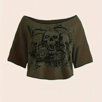 ราคา TEMU เสื้อยืดลำลองผู้หญิง พิมพ์ลายหัวกะโหลก (17592290649365)