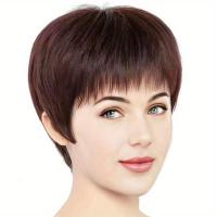 ราคา TEMU วิกผมสั้นแฟชั่นสำหรับผู้หญิง, ปกปิดเต็มศีรษะด้วยผมตรง, ทรงผมเอลฟ์สุดหรู - ผมสังเคราะห์สีน้ำตาลสั้นพร้อมหน้าม้า (17592211971061)