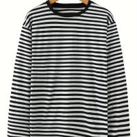 ราคา TEMU เสื้อยืดแขนยาวผู้ชาย สไตล์ลำลอง แฟชั่น แขนยาว คอกลม ลายทางสีเหลือง (17592355384974)