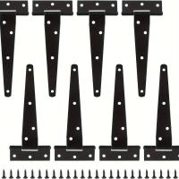 ราคา TEMU 8 ชิ้น บานพับ ขนาด 6 นิ้ว สำหรับงานหนัก - เหล็กดัดสีดำป้องกันสนิม, สไตล์ร่วมสมัยพร้อมผิวเงาสำหรับประตู, โรงนา และประตูสวน - รวมอุปกรณ์ติดตั้ง (17592390940627)