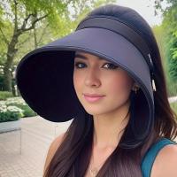 ราคา TEMU หมวกกันแดดปีกกว้างแฟชั่น พร้อมยางยืด พับได้ มีช่องเก็บผมเปีย โลโก้แบบสุ่ม (17592396862079)