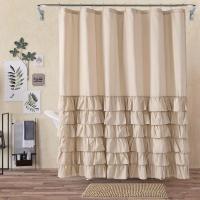 ราคา TEMU ม่านอาบน้ำระบายแบบมีแถบระบายหลายชั้น ทำจากผ้าโพลีเอสเตอร์ซักได้ ออกแบบมาสำหรับตกแต่งห้องน้ำ ใช้เป็นฉากกั้นสีเรียบ และเป็นส่วนหนึ่งของของแต่งห้องน้ำและของตกแต่งบ้าน (17592446356986)