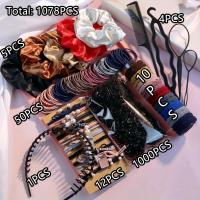 ราคา TEMU เซ็ตผลิตภัณฑ์เสริมผมสีดำสำหรับผู้หญิง, ประกอบด้วยยางรัดผมหางม้าแบบไร้รอยต่อ, ยางมัดผมหลากหลายแบบ, ยางรัดผม และอุปกรณ์จัดแต่งทรงผม (17592447230970)