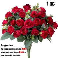 ราคา TEMU 1 ชุดดอกไม้ประดิษฐ์ กุหลาบสีขาว ใบยูคาลิปตัส ช่อดอกโบตั๋น ดอกไม้ปลอมสำหรับงานแต่งงาน โต๊ะปาร์ตี้ แจกัน ตกแต่งบ้าน (17592450035902)