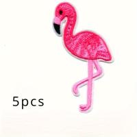ราคา TEMU ชุดป้ายประกาศ Flamingo 5 ชิ้น, ป้ายปักผ้าลายนกแฟลมิงโก, ป้ายปักผ้าตกแต่งสำหรับเสื้อผ้าและงานฝีมือ (17592453286778)