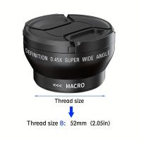 ราคา TEMU 52MM 0.45X เลนส์มุมกว้าง HD ระดับมืออาชีพ (พร้อมฟังก์ชั่น Macro) ใช้ได้กับกล้อง Canon, , Sony และ Pentax (17592457373598)