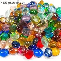 ราคา TEMU ลูกปัดแก้วแบนใสหลากสี 40 ชิ้นต่อแพ็ค สำหรับงานฝีมือ เหมาะสำหรับตกแต่งสวนและแจกัน วัสดุทำมือ DIY (17592459629460)