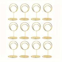 ราคา TEMU 12 ชิ้น ที่ถือหมายเลขโต๊ะสีทอง - ลงตัวสำหรับงานแต่งงาน, ครบรอบ, วันเกิด, และงานเลี้ยง - เหมาะสำหรับการใช้งานบนโต๊ะ, ชื่อเมนู, และการใช้งานในสำนักงาน - ทำจากเหล็ก (17592462533836)