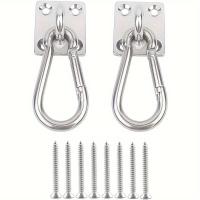 ราคา TEMU 2 ชุด ตะขอแขวนหนักสำหรับแขวนเปลญวน ติดผนัง, ตะขอแขวนเพดานแขวนกลางแจ้ง ตะขอแขวนสำหรับสวิง ตะขอแขวนออกกำลังกาย สแตนเลสสตีล ตะขอหมุนแบบคาราบิเนอร์ ตะขอแขวนโยคะเพดาน (17592463979496)