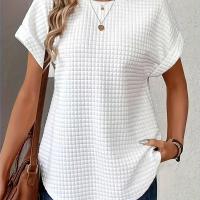 ราคา TEMU เสื้อยืดแขนสั้นคอกลมสีพื้นสำหรับผู้หญิงไซส์ใหญ่ พลัสไซส์ (17592465673201)