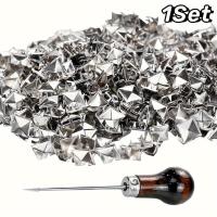 ราคา TEMU 1 ชุด 100 ชิ้น ตะปูวิลโลว์และเข็มเจาะ 10 มม. สตั๊ดพีระมิดสี่เหลี่ยมสำหรับเสื้อผ้า กระเป๋า รองเท้าหนัง เครื่องประดับสไตล์พังก์ร็อค อุปกรณ์ตกแต่งตะปูหัวแหลมพร้อมเข็มเจาะ (สีเงิน) (17592467290446)