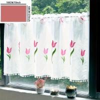 ราคา TEMU ผ้าม่านครึ่งลูกไม้ปักลายดอกไม้เสน่ห์ - ดีไซน์กระเป๋าแขวนรัดราวง่าย, เหมาะสำหรับตกแต่งห้องครัวและห้องนอน (17592467418382)