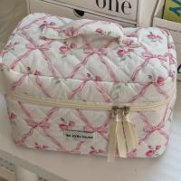 ราคา TEMU กระเป๋าเครื่องสำอางผูกโบว์สไตล์เกาหลี สไตล์เฟรช, กระเป๋าโท้ทความจุขนาดใหญ่พกพาสะดวกสำหรับออกไปข้างนอก (17592467928784)