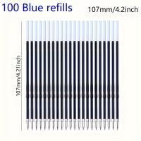 ราคา TEMU 100 ชิ้น/กล่อง ไส้ปากกาลูกลื่น 0.7 มม. สีดำ น้ำเงิน แดง เปลี่ยนได้ ความยาว 107 มม. แบบกด อุปกรณ์สำนักงาน (17592477247393)