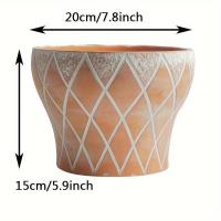 ราคา TEMU กระถางต้นไม้ดินเผาแดง ระบายอากาศได้ดี ขนาดใหญ่ สไตล์วินเทจ นูนลาย 1 ชิ้น สำหรับจัดสวนระเบียง, กระถางดินเผาแดงเรียบง่ายแต่ไม่เหมือนใคร เหมาะสำหรับสวนในบ้านและสวนชนบท (17592479461422)