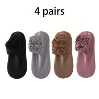 ราคา TEMU ถุงเท้าถาวรผ้าลูกไม้หนานุ่มสำหรับผู้หญิง ใส่ได้ทั้งฤดูใบไม้ร่วงและฤดูหนาว 2 คู่ (4 ถุง) ดีไซน์ลูกไม้กลวงกันลื่นด้วยซิลิโคน (17592481944544)