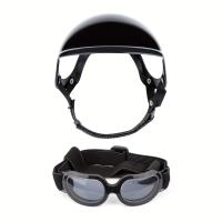 ราคา TEMU ชุดหมวกกันน็อคและแว่นตาสำหรับสุนัข - แว่นตาสุนัขสายรัดไนลอนปรับได้ ป้องกันรังสียูวี, ลม และฝุ่น หมวกกันน็อคสัตว์เลี้ยงแบบมีรูหู เหมาะสำหรับการเดินทางกลางแจ้งสำหรับสุนัขและแมว (17592491175495)