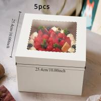 ราคา TEMU กล่องเบเกอรี่กระดาษสีขาว 5 ชิ้นพร้อมหน้าต่างใส - บรรจุเค้กสูงสำหรับเค้ก ขนมปัง และขนมเบเกอรี่พร้อมสติกเกอร์ - กล่องเค้กกระดาษทนทานสำหรับวันเกิด งานแต่งงาน และของขวัญ (17592504143158)