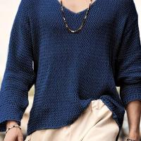 ราคา TEMU เสื้อเชิ้ตแขนยาวคอวีผ้าตาข่ายถักสำหรับผู้ชาย เสื้อสวมหัวหลวมสบาย ไซส์จีน กรุณาตรวจสอบตารางไซส์อย่างละเอียด (17592255735173)