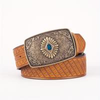 ราคา TEMU เข็มขัดหนังวัวสไตล์เรโทรคุณภาพสูง หัวเข็มขัดลายตาโต สไตล์คาวบอย แฟชั่นเท่ห์ (17592214099159)