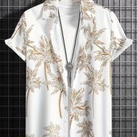 ราคา TEMU เสื้อเชิ้ตแขนสั้นลายปาล์มเขตร้อนสำหรับผู้ชาย - เสื้อทะเลฤดูร้อนทรงสบาย ระบายอากาศได้ดี คอวีปุ่มหน้า สไตล์สตรีทแวร์แบบเรียบง่าย สำหรับชาย, เสื้อสบายๆ | เนื้อผ้ามีความทึบแสง (17592206102764)