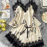 ราคา TEMU ชุดนอนผ้าลูกไม้พิมพ์ลายตัวอักษร | เสื้อสายเดี่ยวประดับโบว์, กางเกงขาสั้น, ดีไซน์แขนกุดหรูหรา, ชุดนอนและชุดลำลองสำหรับผู้หญิง ใส่ได้ในฤดูใบไม้ผลิ/ฤดูร้อน/ฤดูใบไม้ร่วง (17592819227394)