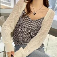 ราคา TEMU เสื้อคาร์ดิแกนกันแดดพร้อมกระโปรงเสื้อกล้าม 1 ชิ้น, เสื้อแจ็คเก็ตบาง, ผ้าคลุมไหล่ผู้หญิง, แขนค้างคาว, เสื้อคลุมลายโปร่ง, สำหรับฤดูร้อน (17592416225207)