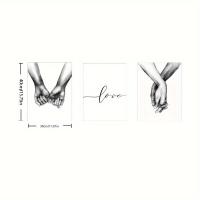 ราคา TEMU ภาพพิมพ์บนผ้าใบไร้กรอบ | ภาพวาดเส้นสีขาวดำ ลายความรักและมือสไตล์มินิมอล, ผ้าโพลีเอสเตอร์นำกลับมาใช้ใหม่ได้, ติดง่ายด้วยกาวในตัว (17592213142999)