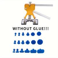 ราคา TEMU ชุดเครื่องมือซ่อมรอยบุบรถยนต์แบบไม่ต้องทาสี แผ่นดึงรอยบุบรถยนต์ เครื่องมือแก้ไขความเสียหายของตัวถังพร้อมแผ่นรอง สำหรับซ่อมรอยบุบเล็กน้อย (17592216034611)