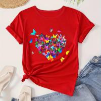 ราคา TEMU เสื้อยืดกีฬาสไตล์ลูกผีเสื้อหัวใจผีเสื้อกราฟิกสปอร์ตช่างเหมาะสำหรับการใช้งานประจำวัน มีพิมพ์ลายที่คอ สำหรับการออกกำลังกายในช่วงฤดูร้อน สำหรับผู้หญิง (17592237483612)