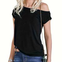 ราคา TEMU เสื้อยืดสตรีแบบเซ็กซี่ Bodycon สบายๆ สำหรับฤดูร้อน ไม่มีไหล่ แขนสั้นไม่เรียบ (17592192524965)