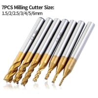 ราคา TEMU ชุดดอกกัดตรง 7 ชิ้น 4 ฟัน ขนาด 1.5-6 มม. เคลือบไทเทเนียม HSS สำหรับงาน CNC ตัดไม้ เหล็ก อลูมิเนียม (17592195118170)