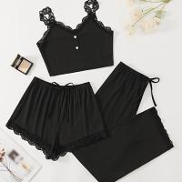 ราคา TEMU ชุดนอนผ้าลายริ้วสบายสำหรับผู้หญิง เสื้อคามิโซลลูกไม้เซ็กซี่และกางเกงขาสั้น/กางเกงขายาวลำลอง ชุดนอน 3 ชิ้น (17592271041485)