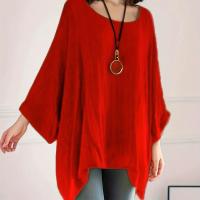 ราคา TEMU เสื้อยืดผู้หญิงรุ่นใหม่ แขนกลางยาว สีพื้น ทรงหลวม คอกลม แขนผีเสื้อ (17592437462835)