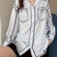 ราคา TEMU เสื้อเชิ้ตพิมพ์ลายสไตล์ยุโรปและอเมริกา ใส่ได้ทั้งฤดูใบไม้ผลิและฤดูร้อน ดีไซน์เป็นเสื้อเชิ้ตมีปก แขนยาว เหมาะสำหรับใส่ลำลอง หรือใส่ไปทำงานในออฟฟิศ (17592223165013)
