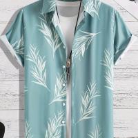 ราคา TEMU เสื้อเชิ้ตแขนสั้นผู้ชายลายใบไม้สไตล์คู่สำหรับฤดูร้อน (17592202173965)