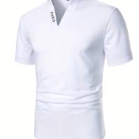 ราคา TEMU เสื้อโปโลแขนสั้นคอวี แฟชั่นชาย สไตล์แคชชวล (17592204668631)
