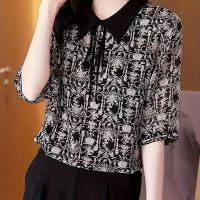 ราคา TEMU เสื้อเชิ้ตผ้าชีฟอง แขน 5/8 นิ้ว คอตั้ง (17592253393205)