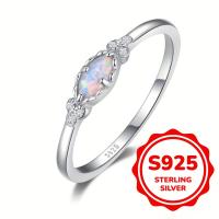 ราคา TEMU แหวนโอปอลเงินสเตอร์ลิง 925 สำหรับผู้หญิง แหวนโอปอลไฟร์ไวท์สไตล์น่ารักสำหรับใส่ประจำวัน (2.3 กรัม) (17592273685796)